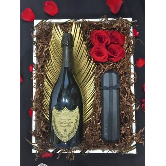 Champagne and Red Roses